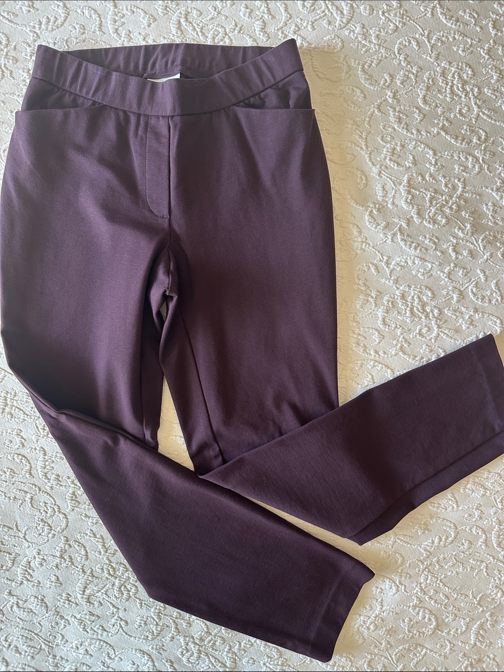 J. Jill Ponte Slim-Leg Pants, XS, color: Dark Fig